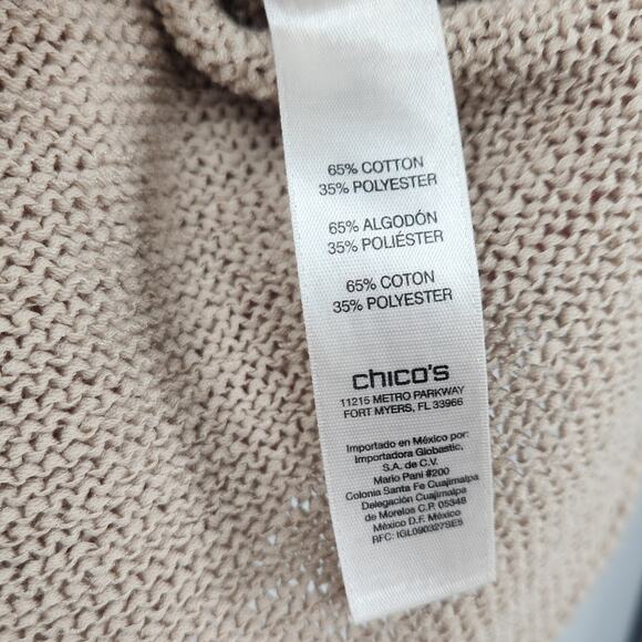 Chico's Tan 3/4 Sleeve Sweater Womens Size Large L (Chico's Size 1) - Picture 4 of 4
